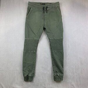 Zara Mens Pants Medium Green Moto Soft Denim Jogging Fit Tapered Outdoor Joggers